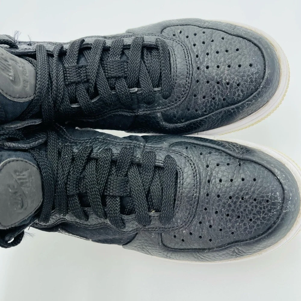 Nike Air Force 1 Leather Black Sneakers High stop 6